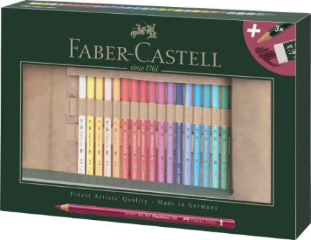 Poza cu ROLLUP 30 CREIOANE COLORATE POLYCHROMOS + 3 CR CASTELL 9000 FABE