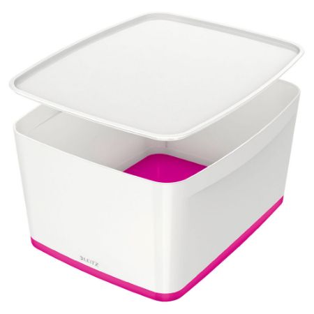 Poza cu CUTIE DEPOZITARE CU CAPAC MARE ALB/ROZ MYBOX LEITZ