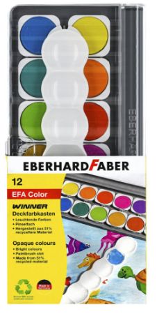 Poza cu ACUARELE 12 CULORI DETASABILE + PALETA+TUB ALB EBERHARD FABER
