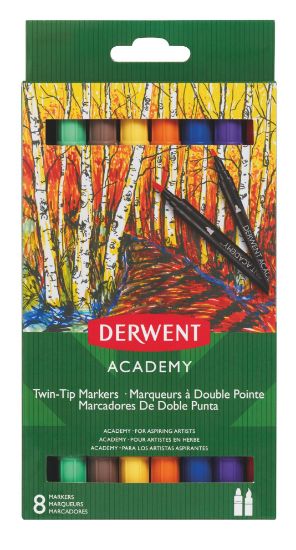 Poza cu MARKERE 2 CAPETE VARF PENSULA 8 BUC/SET DERWENT ACADEMY