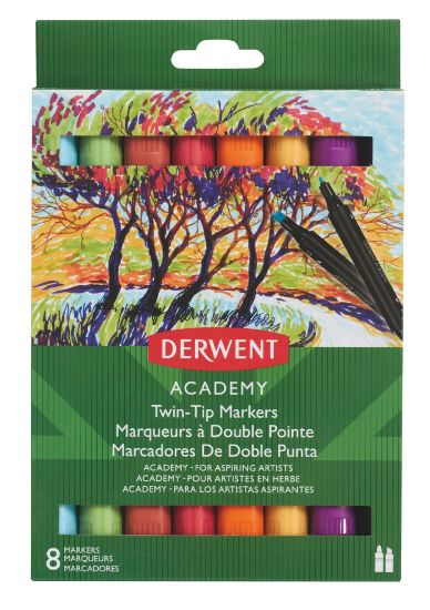 Poza cu MARKERE 2 CAPETE VARF TESIT 8 BUC/SET DERWENT ACADEMY