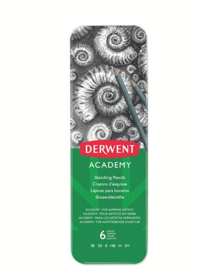 Poza cu SET 6 BUC CREIOANE GRAFIT 3B-2H CUTIE METAL?DERWENT ACADEMY