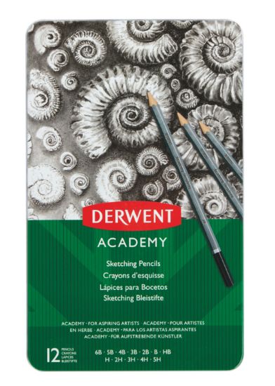 Poza cu SET 12 BUC CREIOANE GRAFIT 6B-5H CUTIE METAL DERWENT ACADEMY