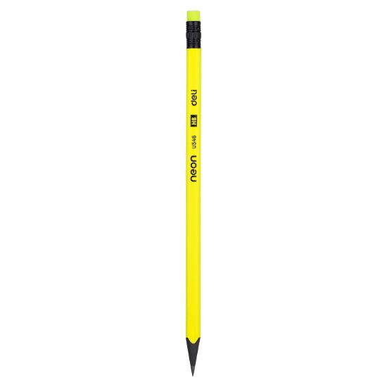 Poza cu CREION GRAFIT CU GUMA FARA LEMN HB NEON DELI