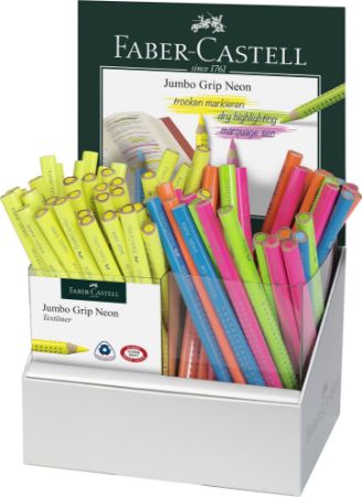 Poza cu DISPLAY 72 BUC CREIOANE COLORATE NEON JUMBO GRIP FABER-CASTELL