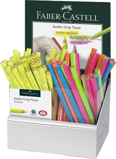 Poza cu DISPLAY 72 BUC CREIOANE COLORATE NEON JUMBO GRIP FABER-CASTELL