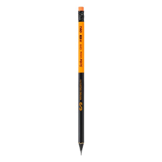 Poza cu CREION GRAFIT CU GUMA LEMN NEGRU 2B DELI