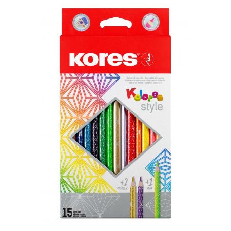 Poza cu CREIOANE COLORATE 12 CULORI + INCL. 2 METALICE + 1 NEON KORES