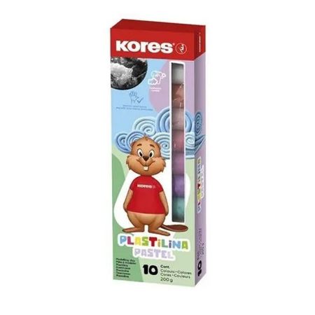 Poza cu PLASTILINA 10 CULORI PASTEL 200G KORES