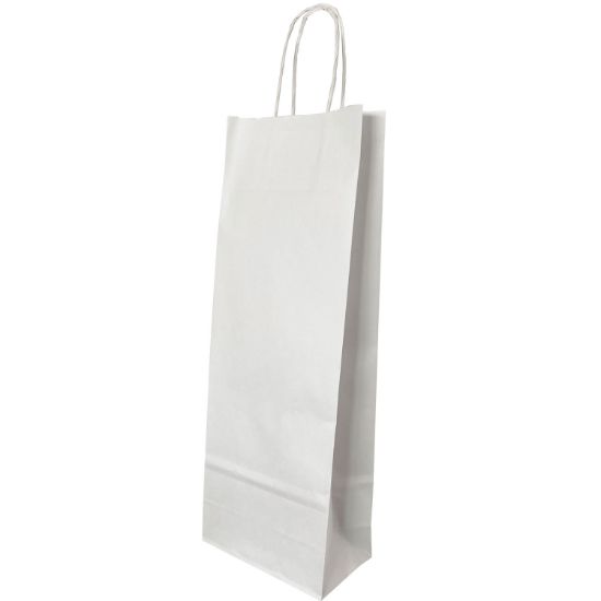 Poza cu PUNGA HARTIE STICLE  MANER RASUCIT 14 x 8 x 39 CM ALB/ALB PAPIROTI