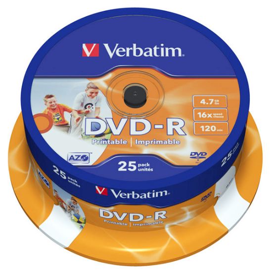 Poza cu DVD-R PRINTABIL 25/SET VERBATIM 4.7GB 16X 43538