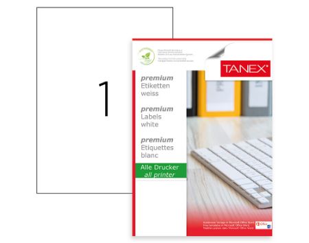 Poza cu ETICHETE 1/A4 210*297MM COLTURI DREPTE 100/TOP TANEX