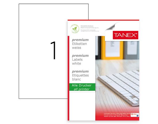 Poza cu ETICHETE 1/A4 210*297MM COLTURI DREPTE 100/TOP TANEX