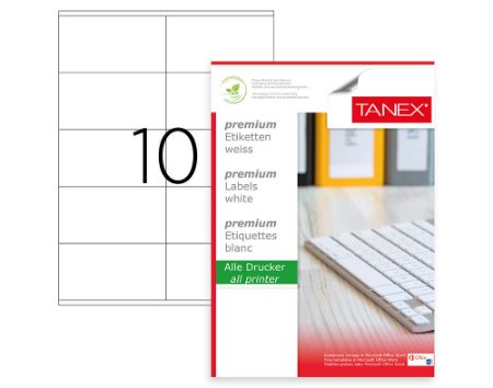Poza cu ETICHETE 10/A4 105*57MM COLTURI DREPTE 100/TOP TANEX