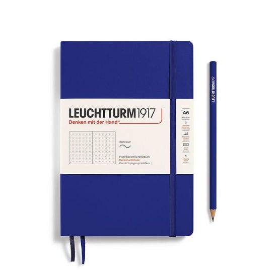 Poza cu CAIET A5 PUNCTAT COPERTA FLEXIBILA ALBASTRU CERNEALA LEUCHTTURM