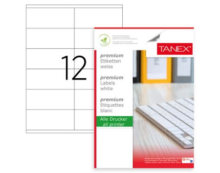 Poza cu ETICHETE 12/A4 105*46MM COLTURI DREPTE 100/TOP TANEX