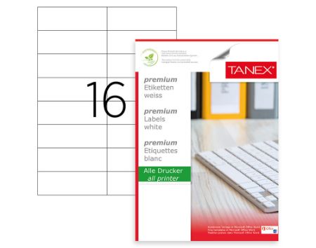 Poza cu ETICHETE 16/A4 105*37MM COLTURI DREPTE 100/TOP TANEX
