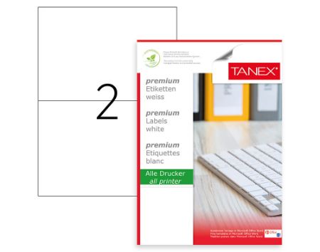 Poza cu ETICHETE 2/A4 210*148.5MM COLTURI DREPTE 100/TOP TANEX