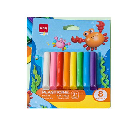 Poza cu PLASTILINA 8 CULORI 100G DELI