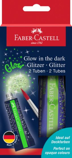 Poza cu GLITTER GLOW IN THE DARK SET 2X12 ML FABER-CASTELL