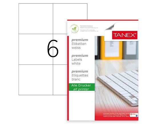 Poza cu ETICHETE 6/A4 105*99MM COLTURI DREPTE 100/TOP TANEX