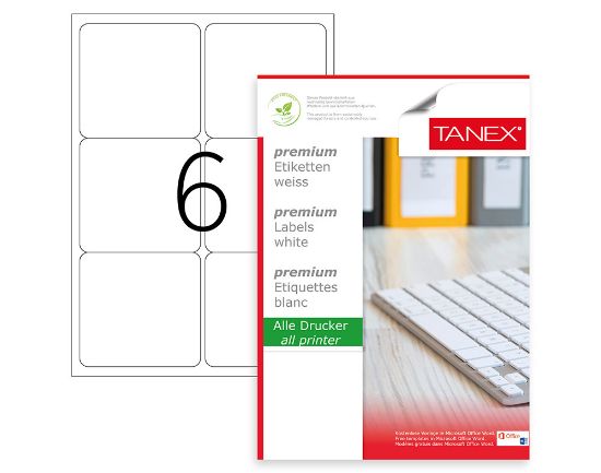 Poza cu ETICHETE 6/A4 99.1*93.1MM COLTURI ROTUNDE 100/TOP TANEX