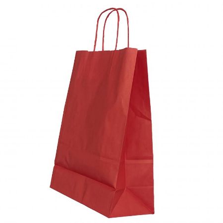 Poza cu PUNGA HARTIE MANER RASUCIT 14 x 8 x 21 CM ROSU/ALB PAPIROTI
