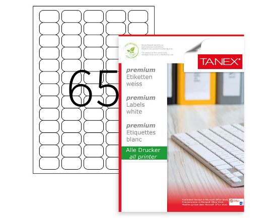 Poza cu ETICHETE 65/A4 38.1*21.2MM COLTURI ROTUNDE 100/TOP TANEX