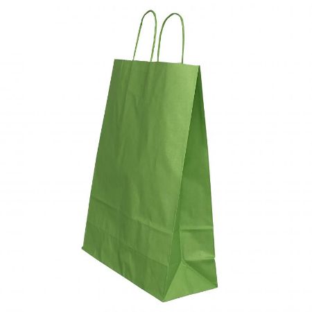 Poza cu PUNGA HARTIE MANER RASUCIT 18 x 8 x 22 CM VERDE/ALB PAPIROTI