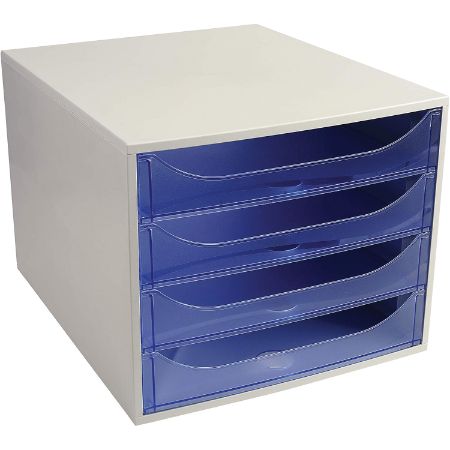 Poza cu CABINET 4 SERTARE GRI/ALBASTRU EXACOMPTA