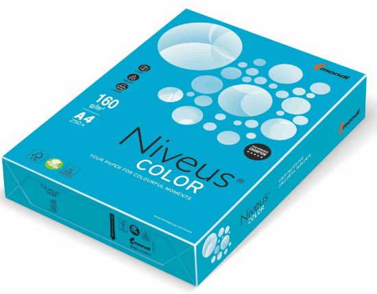 Poza cu CARTON COPIATOR A4 ALBASTRU AQUA INTENS 160G 250/TOP AB48 NIVEUS