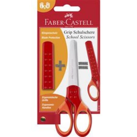 Poza cu FOARFECA SCOLARA CU PROTECTIE GRIP ROSIE FABER-CASTELL