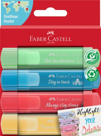 Poza cu TEXTMARKER SET 4 PASTEL CUTIE CARTON FABER-CASTELL