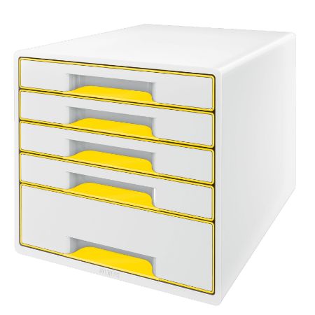 Poza cu CABINET 5 SERTARE ALB/GALBEN WOW LEITZ