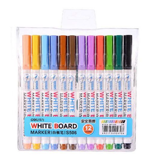 Poza cu MARKER WHITEBOARD SLIM SET 12 BUC DELI