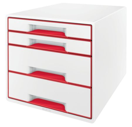 Poza cu CABINET 4 SERTARE ALB/ROSU WOW LEITZ