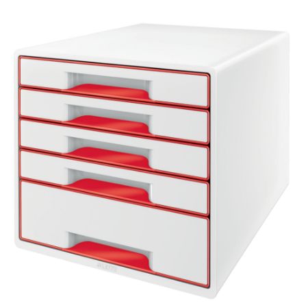 Poza cu CABINET 5 SERTARE ALB/ROSU WOW LEITZ