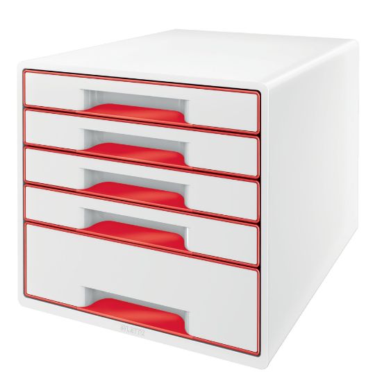 Poza cu CABINET 5 SERTARE ALB/ROSU WOW LEITZ