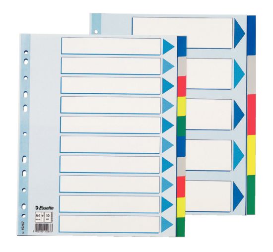 Poza cu SEPARATOARE INDEX PLASTIC 10 CULORI MAXI ESSELTE