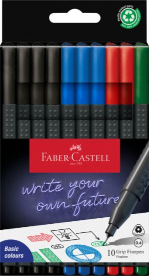 Poza cu LINER 0.4MM SET 10 OFFICE A,N,R,V GRIP FABER-CASTELL