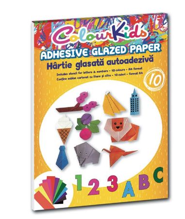 Poza cu HARTIE GLASATA AUTOCOLANTA A4 10 CULORI/SET COLOUR KIDS PIGNA