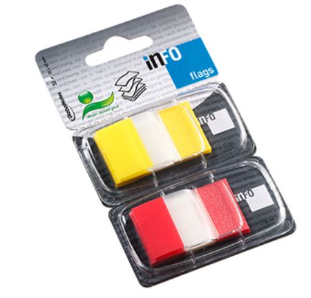 Poza cu INDEX ADEZIV PLASTIC 2*25*43MM 50 FILE GALBEN & ROSU INFO NOTES