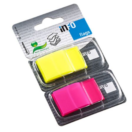 Poza cu INDEX ADEZIV PLASTIC 25*43MM 50 FILE GALBEN & ROZ INFO NOTES