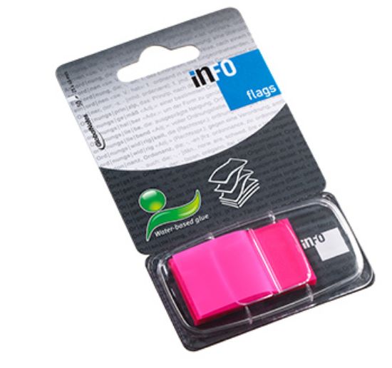 Poza cu INDEX ADEZIV PLASTIC 25*43MM 50 FILE ROZ INFO NOTES