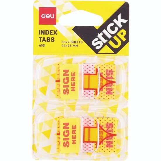 Poza cu INDEX ADEZIV PLASTIC 25*44MM "SEMNEAZA AICI" 2*50 FILE DELI