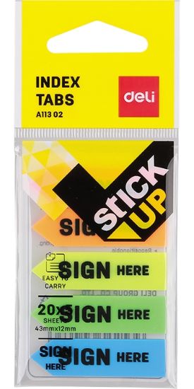 Poza cu INDEX ADEZIV PLASTIC SIGN HERE 12*44MM 5 CULORI 20 FILE DELI