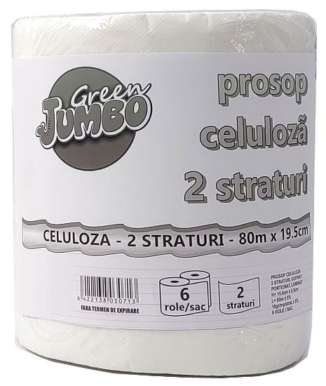 Poza cu PROSOP HARTIE ALB ROLA 2STR 80M 6/SET GREEN JUMBO