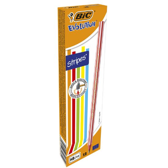 Poza cu CREION GRAFIT HB FARA GUMA EVOLUTION STRIPES 646 12/CUT BIC