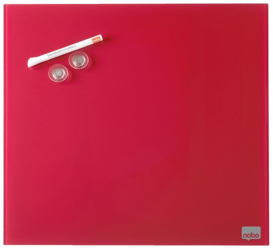 Poza cu TABLA MAGNETICA STICLA 45*45 CM ROSIE+ACCESORII DIAMOND NOBO