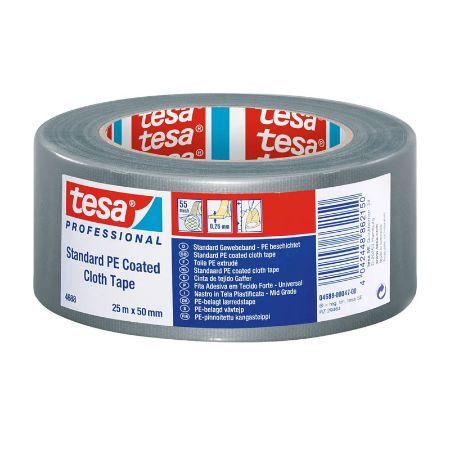 Poza cu BANDA ADEZIVA TEXTILA ARGINTIE 25M 50MM TESA